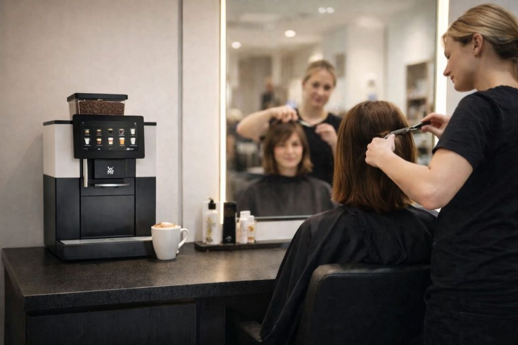 KI generiertes Bild: WMF 950 S in einem Friseursalon