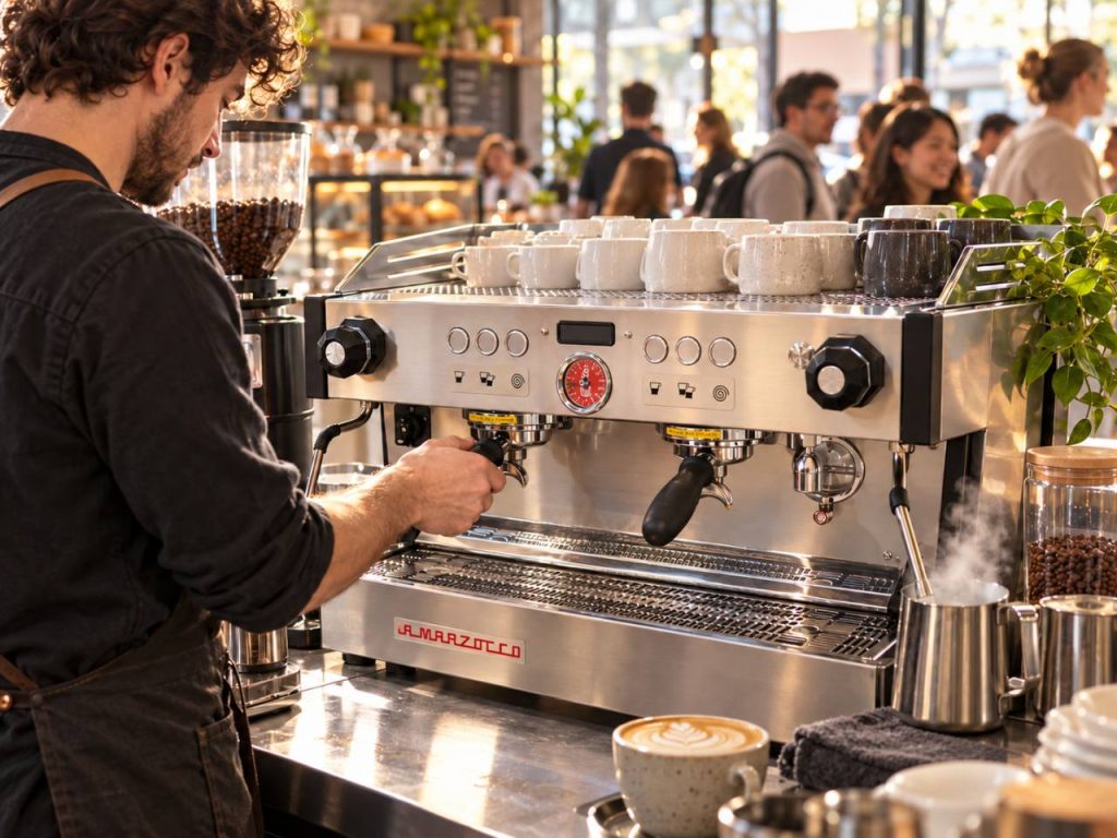 KI generiert: Barista an einer La Marzocco Linea PB